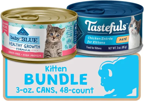 Vista 2 de Blue Buffalo Kitten Wet Cat Food, pollo y salmón latas de 3 onzas (paquete de 48)