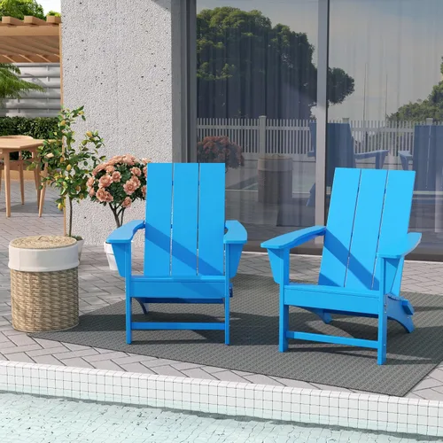 Vista 14 de WestinTrends Ashore Modern - Silla plegable Adirondack para exteriores (juego de 2), color negro