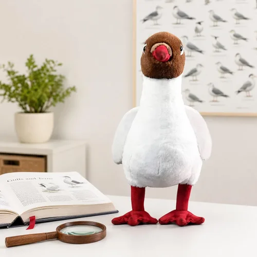 Vista 5 de Brown-headed Gull Plush Stuffed Toy, Realistic Bird Gift for Kids, 9.5in