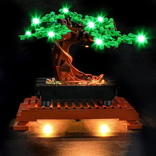 Vista 3 de YEABRICKS Kit de luz LED para Lego – Creator Expert Bonsai (verde) modelo de bloques de construcción, juego de luces LED compatible con 10281
