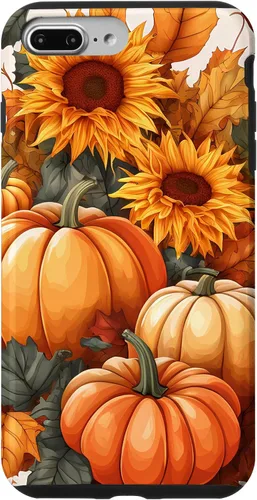 Vista 12 de iPhone 16 Nice Art Of Fall Pumpkins, Sunflowers, And Autumn Leaves Case