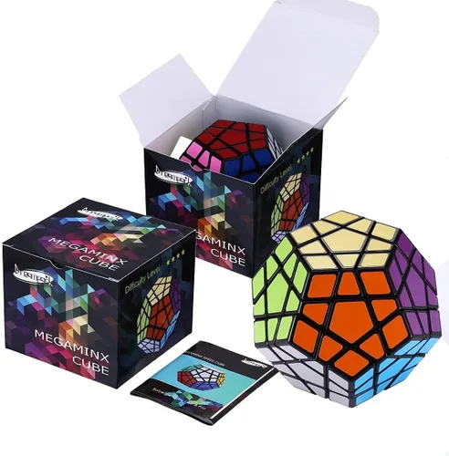 Vista 7 de Dreampark Cubo de velocidad Megaminx 3x3, juguete de rompecabezas, negro 12 Sided Magic Cube Dodecahedron Brain Teasers Black - Birthday Christmas
