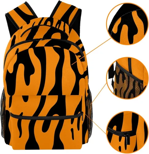 Vista 3 de Mochilas para niñas y niños mochila escolar para niños de 3 a 12 años y adolescentes bolsa de libros para niños diseño de rayas de tigre Mochilas