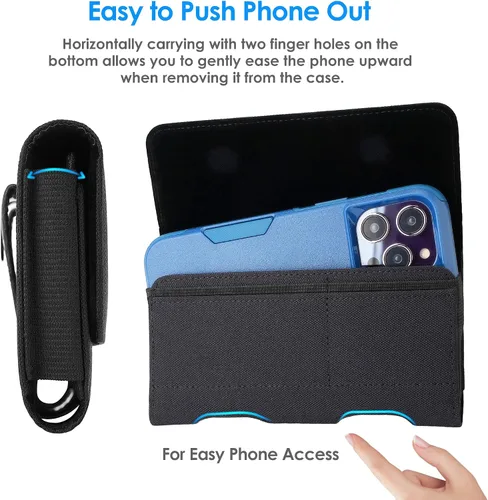 Vista 3 de Mopaclle Funda Tipo Holster de Nylon para Teléfono con Clip para Cinturón para iPhone 17 Pro / 17, iPhone 16 Pro 16, 15 Pro 15, iPhone 14, 14 Pro
