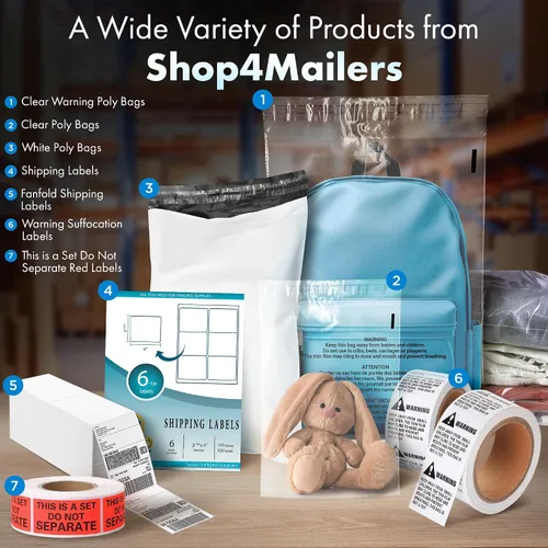 Vista 6 de Shop4Mailers Bolsa de polietileno transparente de 6 x 9 con advertencia de asfixia – Adhesivo autosellante, bolsa transparente de 1.5 mil para FBA