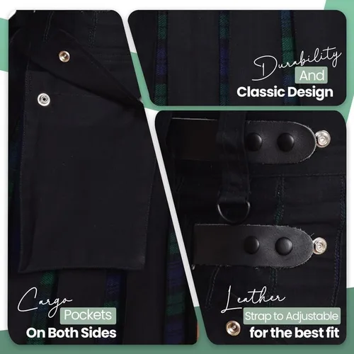 Vista 4 de UFS Kilts - Kilt Utility Kilt para hombre, algodón y tartán, tamaño 30-66 pulgadas
