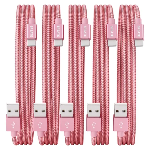 Vista 8 de Cable USB C, cables de carga USB A a tipo C trenzados de nailon de alta calidad [paquete de 5, 3/3/6/6/10 pies], cable de carga tipo C para teléfono