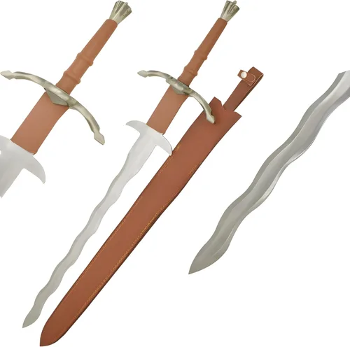 Vista 9 de Medieval Warrior Fantasy Claymore - Espada real con funda de cuero negro
