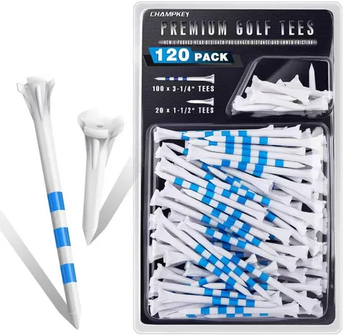 Vista 9 de CHAHMPKEY Premium 3-Prong Plastic Golf Tees 3-1/4" 120 or 100 Pack- 40% Reduced Ball Contact with High Stability and Long Distance Performance Golf