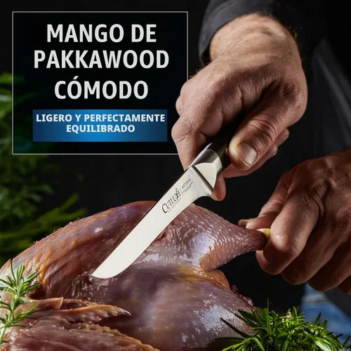 Vista 4 de Cutluxe Butcher Carving Set, Cimeter Breaking & Boning Knife for Meat Cuchillas profesionales para barbacoa, acero alemán afilado, asas ergonómicas
