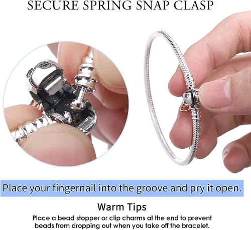Vista 6 de KUNSIR Pulsera de cadena de serpiente de plata esterlina 925 para pulseras europeas Pandora abalorios Plata de ley