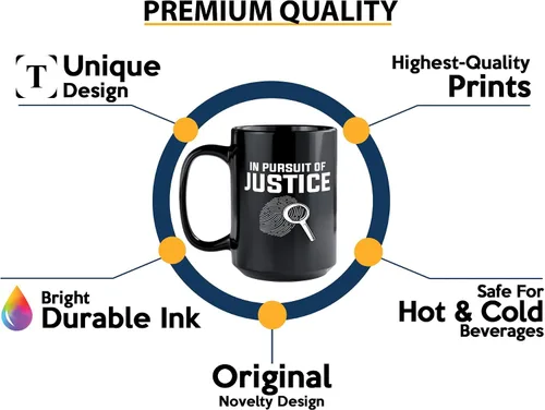 Vista 3 de Taza de café detective de 15 onzas, color negro -In pursuit of - Oficial de policía policía patrulla detective Sheriff Police Enforcement Police