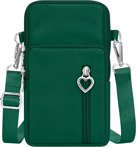 Vista 9 de YINHEXI Bolsos cruzados pequeños para mujer, a la moda, mini compartimento triple para teléfono celular, monederos cruzados Negro