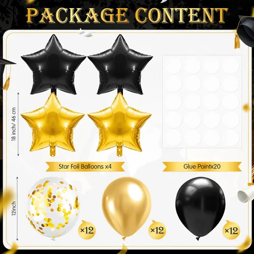 Vista 2 de Lunmon 4 Set Black and Gold Party Decorations Balloon Stand Table Centerpieces for Men's Women's Birthday Wedding Retirement Anniversary Decorations