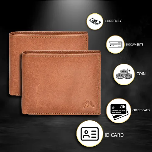 Vista 6 de Handmade RFID Leather Bifold Wallets For Men in Multiple Colors offering 9 Cards and 1 ID Slots