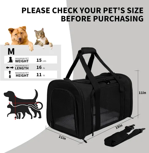 Vista 4 de Transportadores de mascotas de lados suaves para gatos, perros de menos de 15 libras, aprobado por la TSA aerolínea con 4 ventanas ventiladas