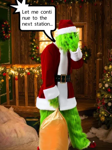 Vista 7 de Christmas Green Monster Costume Adult, 8PCS Green Santa Suit Deluxe Furry Santa Costume Set Luxury Santa Outfit