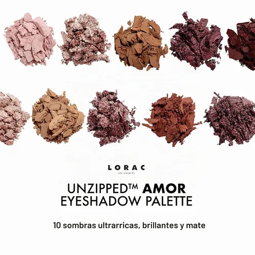 Vista 4 de LORAC Paleta de sombras de ojos sin cremallera, acabado mate y purpurina Amor