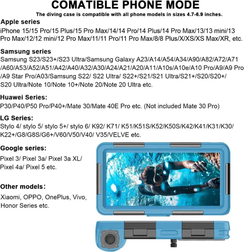 Vista 3 de ShellBox Case Funda de buceo de 2ª generación para teléfono/serie Samsung Galaxy, teléfonos universales [4.9-6.9 pulgadas], snorkel [15m/50ft]