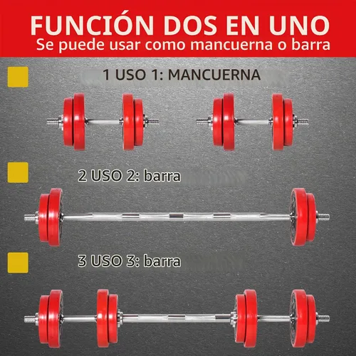 Vista 3 de Soozier Adjustable Dumbbell Set Convertible to Barbell