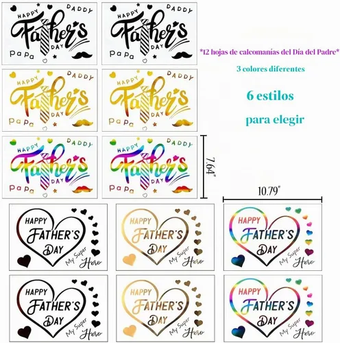Vista 2 de Calcomanías de globos para el Día del Padre, calcomanías de letras Bobo Happy Gold Black Rainbow DIY Paster Home Window Adhesivo Decoración