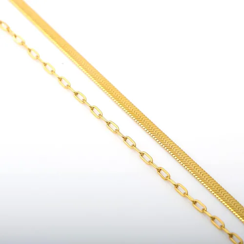 Vista 7 de JoycuFF Collar de oro para mujer, delicado collar de gargantilla en capas para mujer, caja de clip de serpiente, cuerda Figaro, collar de cadena