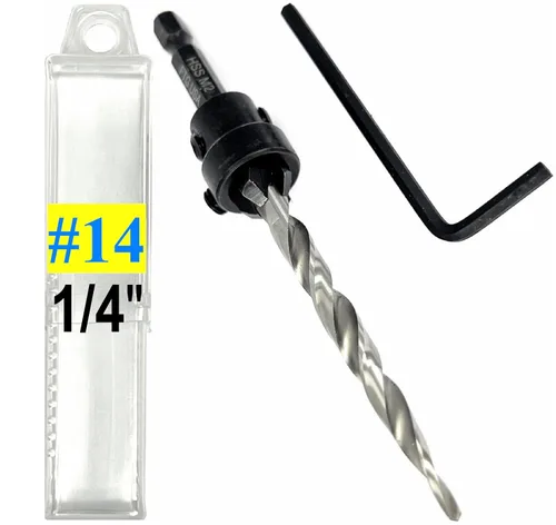 Vista 16 de FTG USA Juego de 3 brocas avellanadoras ajustables para madera #4 (7/64 pulgadas) con broca cónica para carpintería