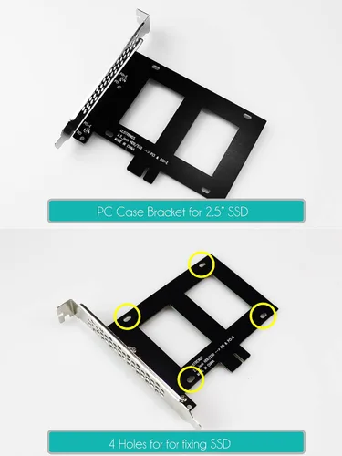 Vista 2 de GLOTRENDS Soporte de montaje SSD de 2,5 pulgadas con cable SATA III y tornillos SSD, instalación de ranura PCIe o PCI