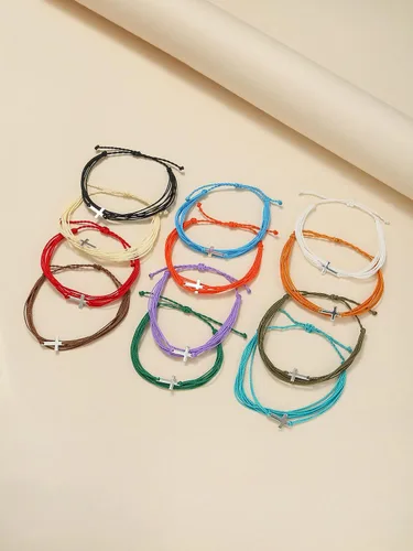 Vista 18 de Conjunto de pulseras de playa para hombres y mujeres, pulseras para hombres, pulseras bohemias hechas a mano, pulseras envolventes de joyería