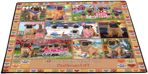Vista 9 de Doggie of the Day Bullmastiff Dogs Floor Mat - 4th of July Independence Day - Best Dog Doormat - Protector Decor - Unique Portrait Art - Premium