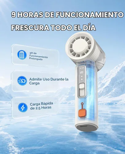 Vista 5 de ORICO Mini ventilador turbo portátil de mano con refrigeración por hielo Blanco