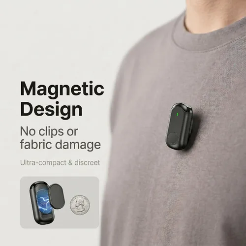 Vista 13 de Mini micrófono inalámbrico para iPhone Android, mini micrófono para grabación de video, micrófono profesional de solapa Plug & Play con reducción