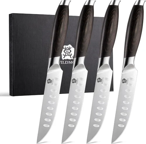 Vista 11 de WILDMOK Juego de bloque de cuchillos de cocina, juego de 17 piezas con bloque de madera, juegos de cuchillos de cocina de acero alemán con picador
