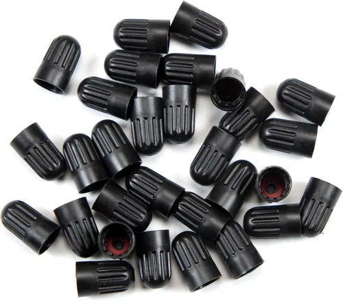 Vista 6 de Dsycar Paquete de 30 tapas de válvula de vástago de neumático TPMS, tapas de vástago de válvula de neumático de plástico negro de largo con junta