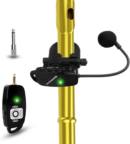 Vista 6 de Micrófono inalámbrico para instrumento para guitarra acústica: sistema de micrófonos de clip inalámbrico 2.4G con transmisor y receptor de 0.250 in