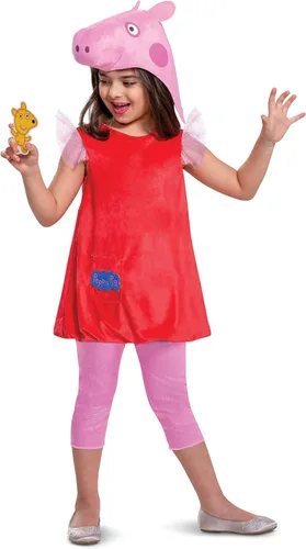 Vista 3 de Disguise Disfraz de Peppa Pig para niñas, vestido oficial de lujo de Nick Jr y sombrero de Peppa de Laplander