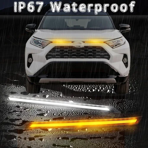 Vista 4 de 2 piezas de luces LED de parrilla, barra LED frontal secuencial, luces LED de circulación diurna compatibles con Toyota RAV4 2019-2023, señal