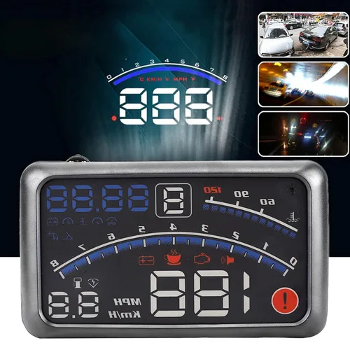 Vista 3 de OBD2 - Velocímetro digital universal de 5.5 pulgadas, proyector de parabrisas, alarma de sobrevelocidad, kmh/mph