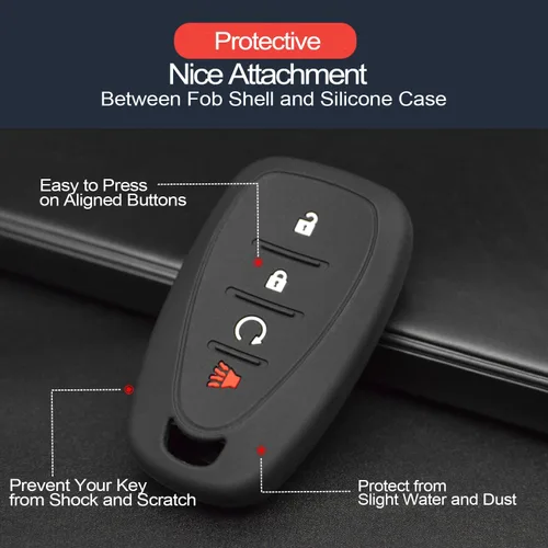 Vista 4 de 2 piezas Compatible con Chevy Chevrolet Bolt EV EUV Trailblazer Traverse Trax Blazer Equinox Cruze Sonic Volt Smart Funda para llavero de 4 botones