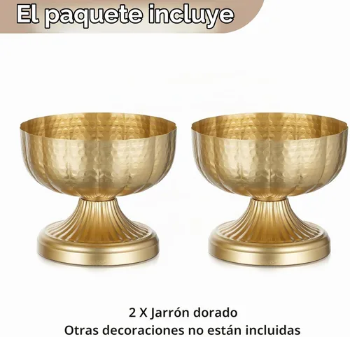 Vista 7 de NUPTIO Jarrones dorados para centros de mesa de boda: Jarrones de compota de latón martillado para arreglos de flores pequeñas - Tazón de pedestal