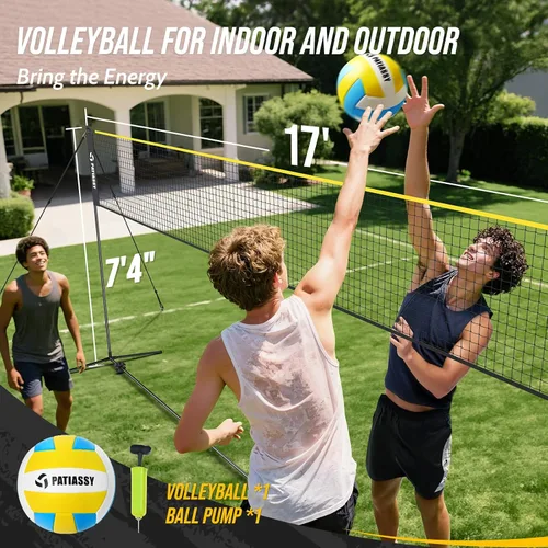 Vista 2 de 3-in-1 Volleyball Badminton Pickleball Net Set Adjustable Height Negro