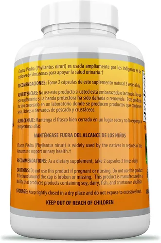 Vista 3 de Chanca Piedra 100 unidades – 500 mg rompepiedras peruano de materia prima – 2 cápsulas por porción trituradora de piedras