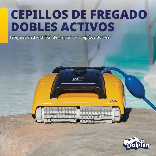 Vista 3 de Dolphin Aspirador robótico automático para piscinas W20, incluye control remoto y carrito, solo limpieza de pisos, ideal para piscinas comerciales