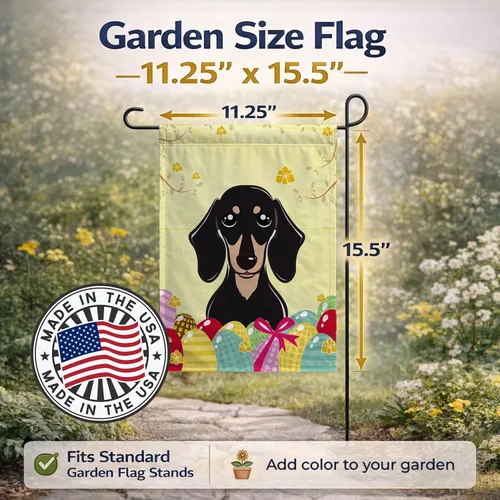 Vista 666 de Caroline's Treasures BB1923GF Bandera decorativa para jardín con diseño de Border Collie, para caza de huevos de Pascua, para jardín, jardín, patio