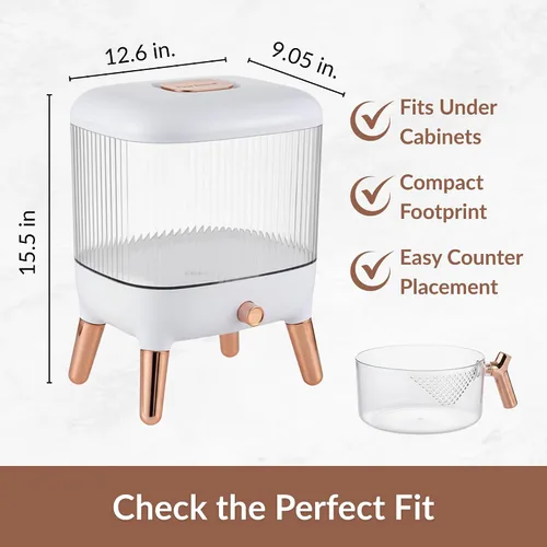 Vista 5 de FromUS2U - Recipiente de arroz, dispensador hermético de granos de 25 libras, dispensador de cereales grande para cocina, contenedor de alimentos