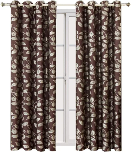 Vista 3 de Royal Tradition Charlotte - Juego de 2 cortinas jacquard de 104 pulgadas de ancho x 63 pulgadas de largo, color moca