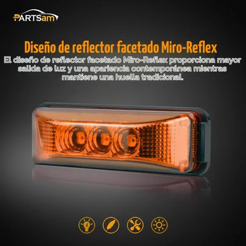 Vista 4 de Partsam - Juego de 2 luces LED de 3 luces LED para remolque, delanteras, traseras y laterales, selladas e impermeables, montaje en superficie