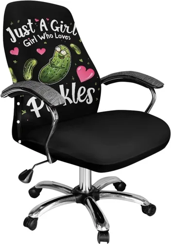 Vista 34 de Xoenoiee Bee Floral Print Office Chair Covers, Stretch Computer Boss Chair Cover with Button High Back Chair Slipcover Anti-Dust Rotating Chair