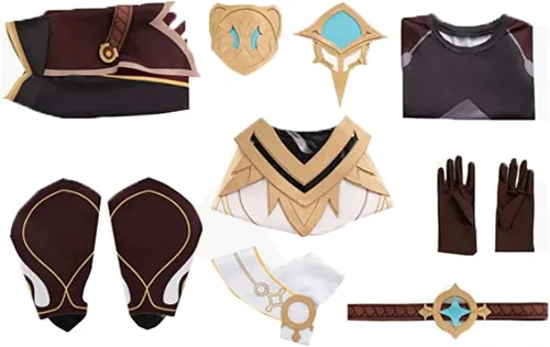 Vista 4 de Genshin Impact Cosplay Aether - Conjunto de túnica unisex para disfraz de Halloween
