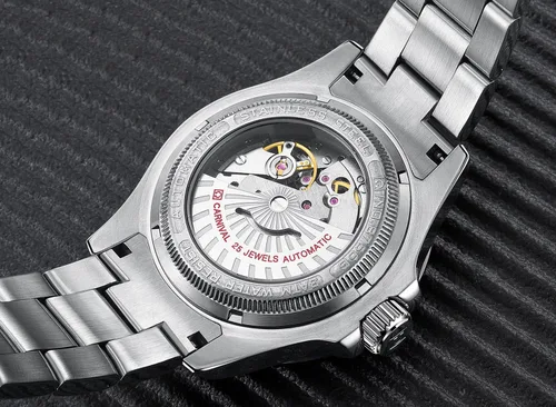 Vista 6 de CARNIVAL Reloj negro impermeable de acero inoxidable con bisel giratorio para hombre (rojo), Rojo -, Leisure